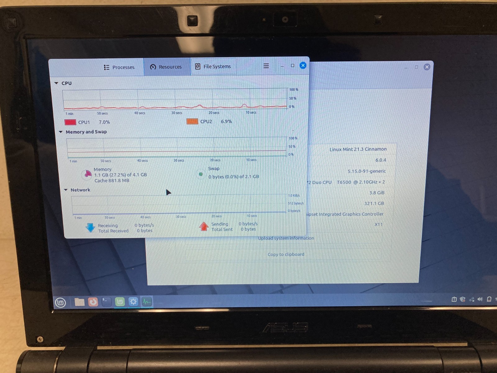 ASUS Laptop Core 2 Duo 2.10GHz 3.8GB RAM 321GB HDD X11