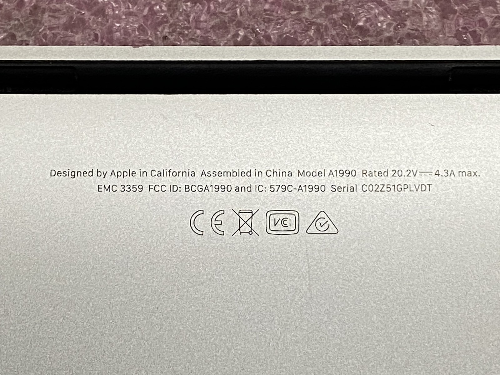 Apple MacBook Pro 2019 A1990 15.4″ i7-9750H 32GB RAM 512GB SSD *Read* – CLP43A