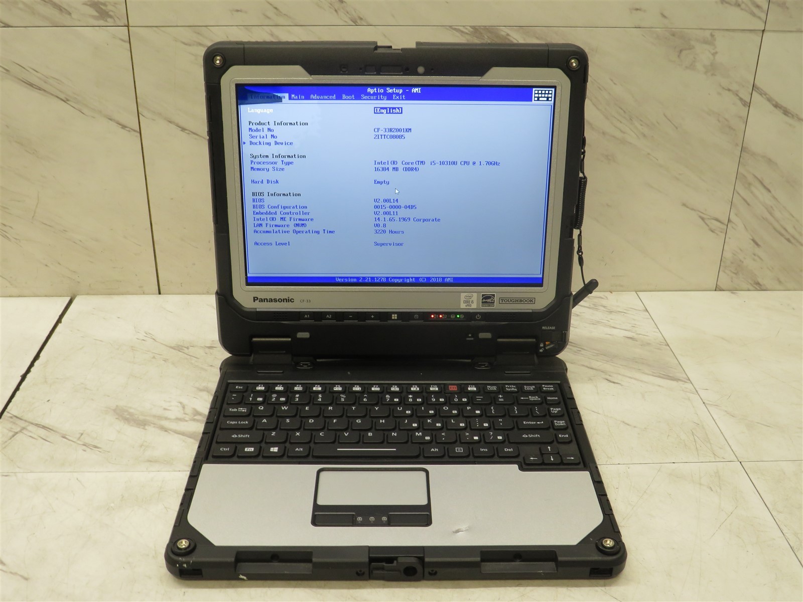 Panasonic Toughbook CF-33 Intel i5-10310U@1.7GHz 16GB RAM Laptop 3220Hrs