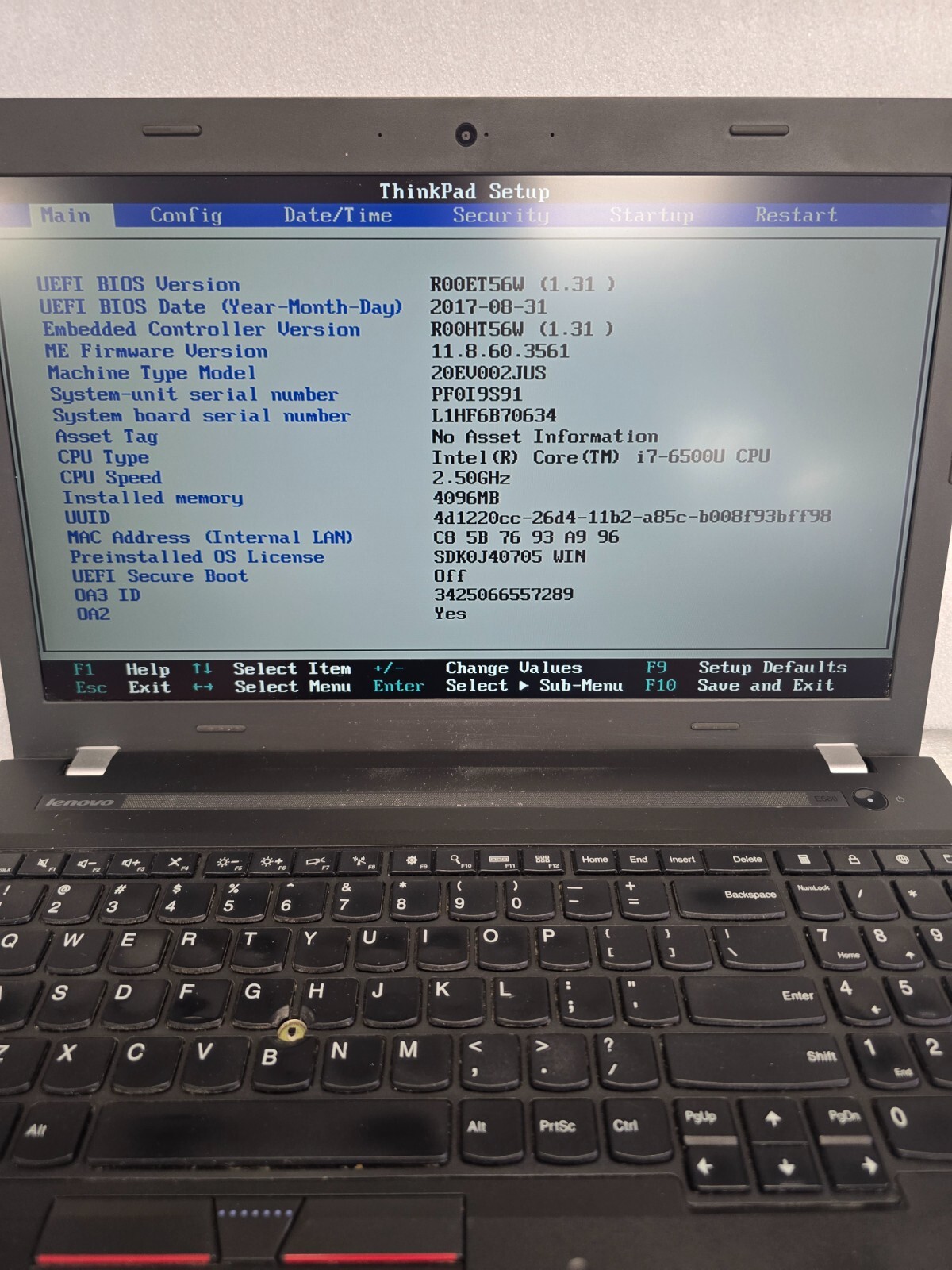 Lenovo ThinkPad E560 i7-6500U 2.5GHz 4GB W10 Laptop Notebook PC READ