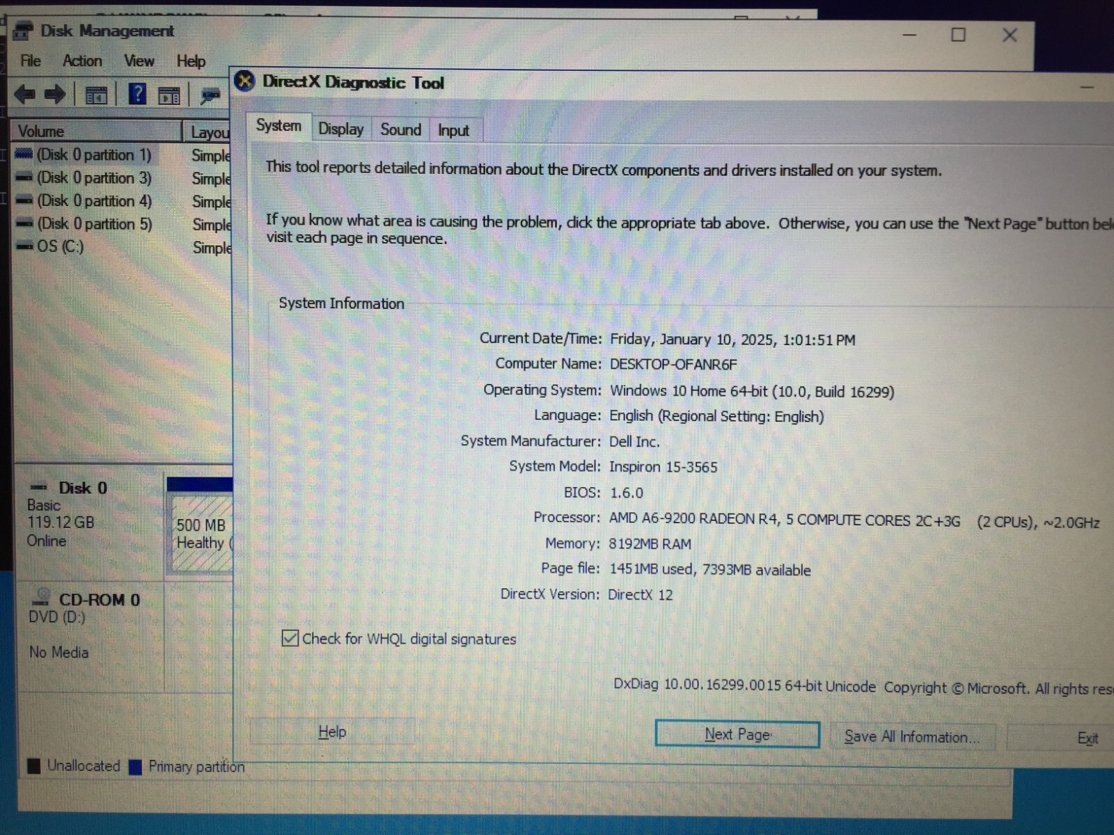 Dell Inspiron 15 3565 15.6″ Laptop/AMD A6-9200/8GB RAM/128GB SSD/Windows 10 Home