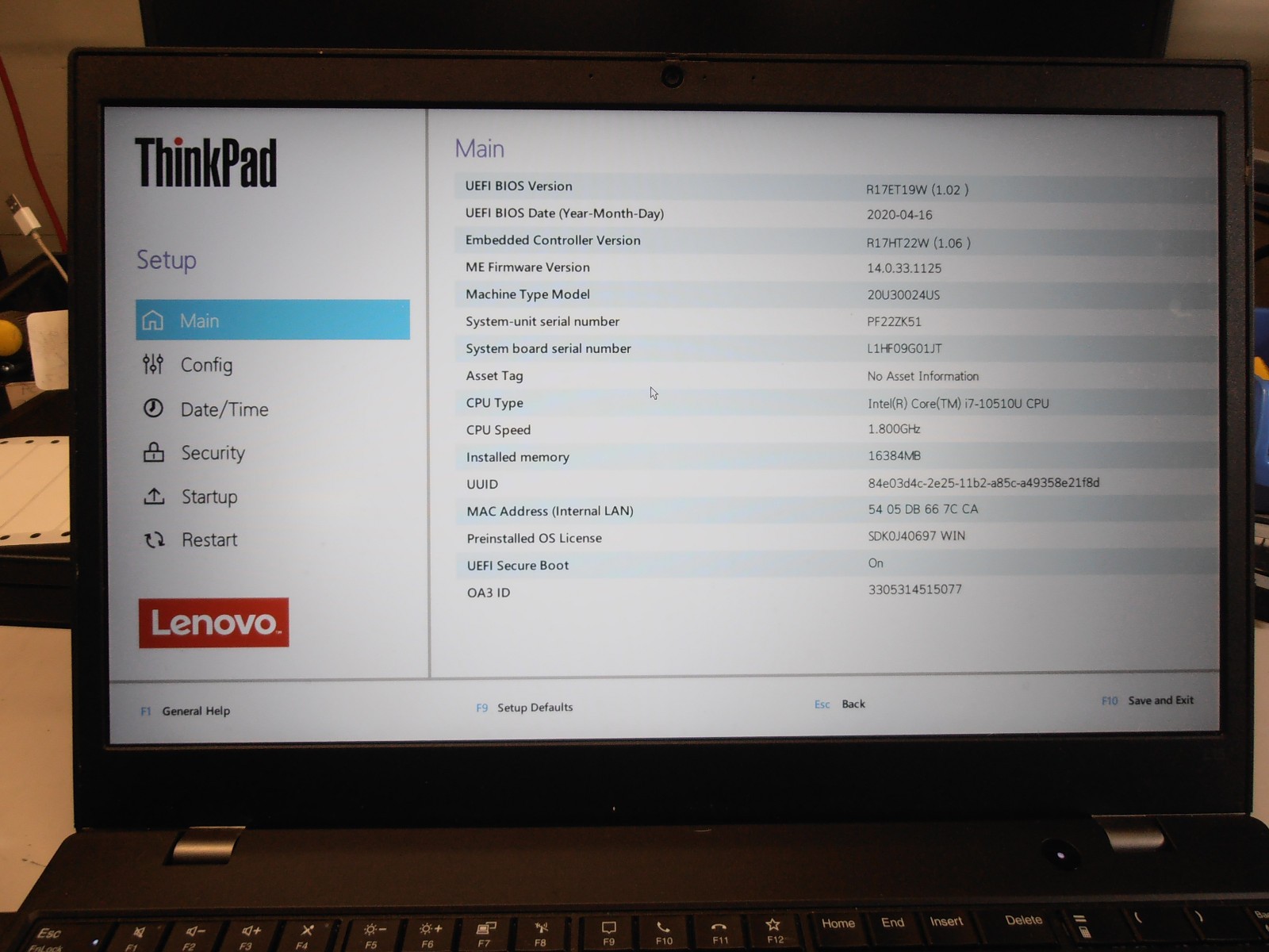 Lenovo ThinkPad L15 Gen 10 i7-10510U 16GB RAM 256 M.2 Drive No OS/Adapter