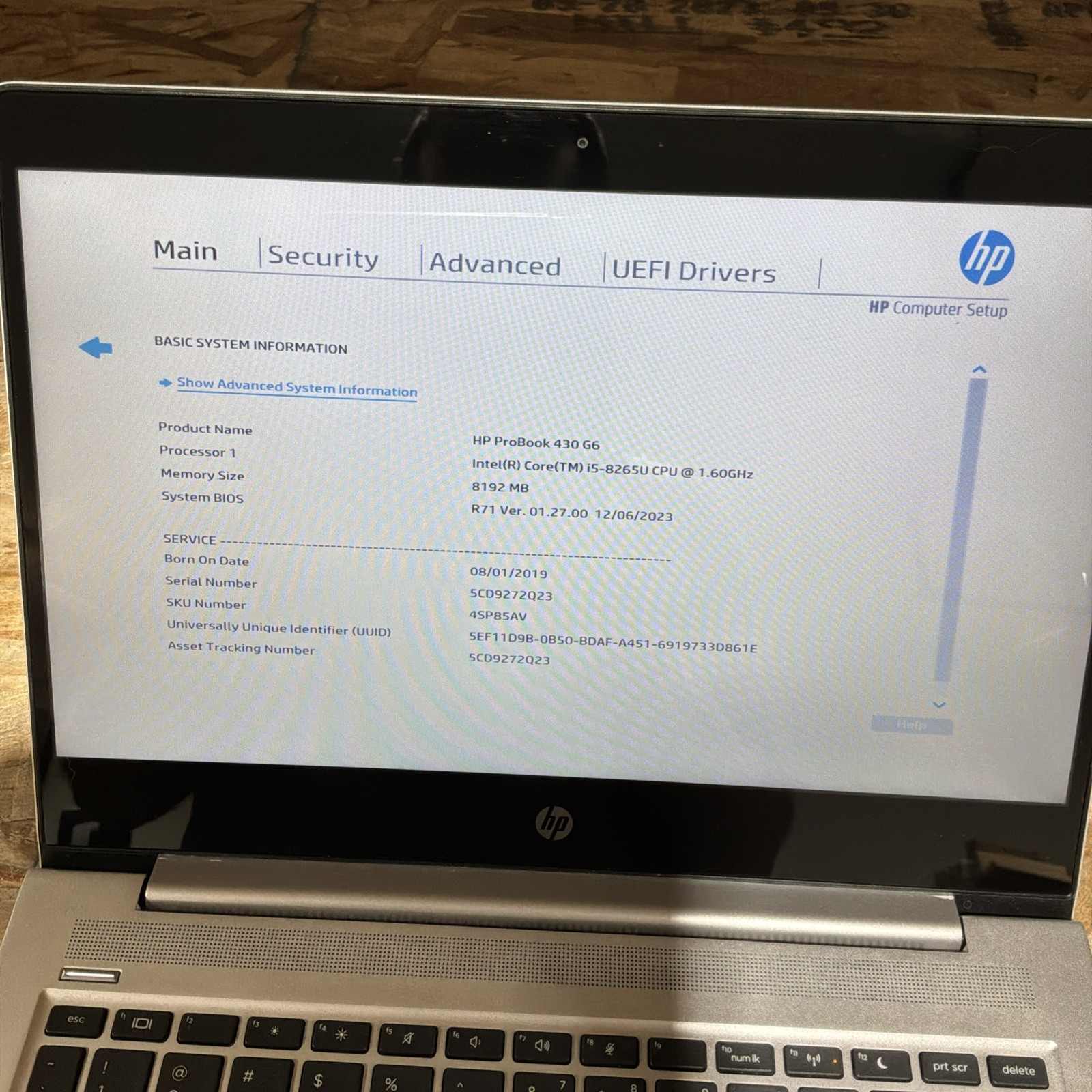HP ProBook 430 G6 i5-8265U 1.60GHz 8GB ram 128 GB SSD Touchscreen C453