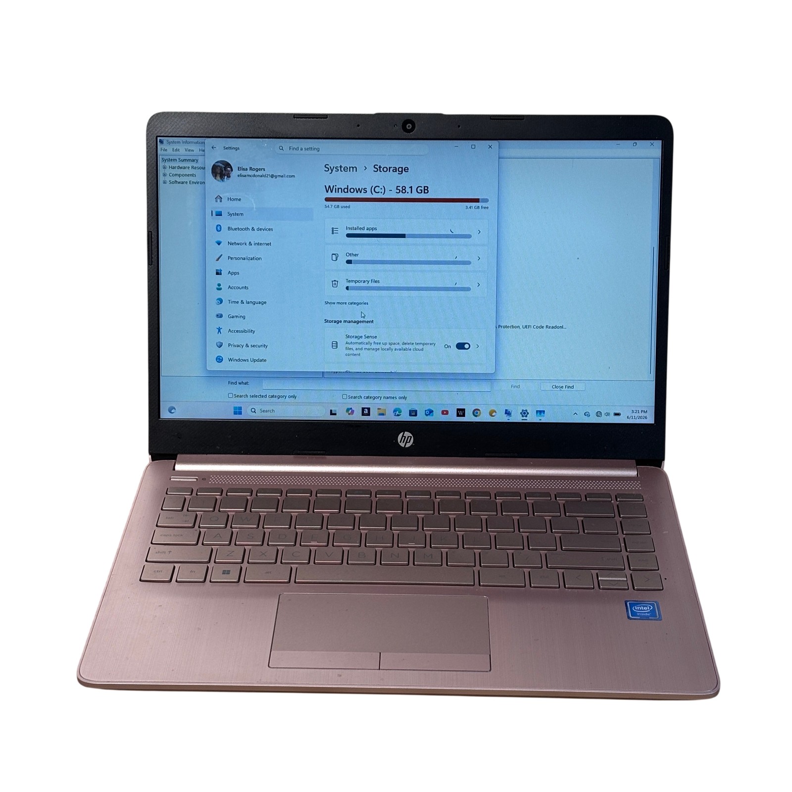 Hewlett Packard HP 14-cf2112wm Intel Celeron N4120 1.10GHz 4GB RAM 64GB SSD 14″