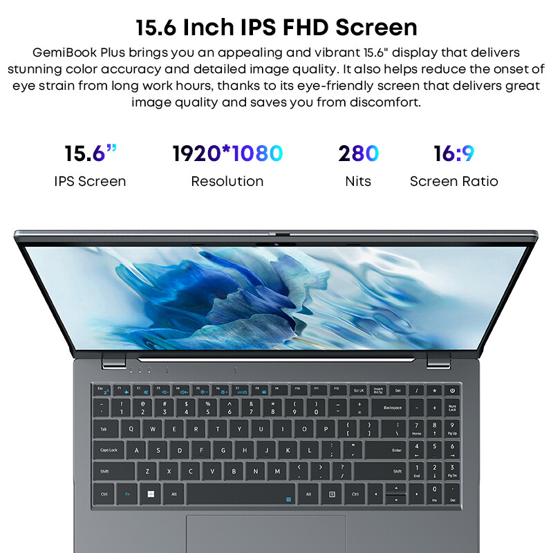 CHUWI 15.6in Laptop GemiBook Plus NOTEBOOK COMPUTER Intel N100 8GB 256GB WIN 11