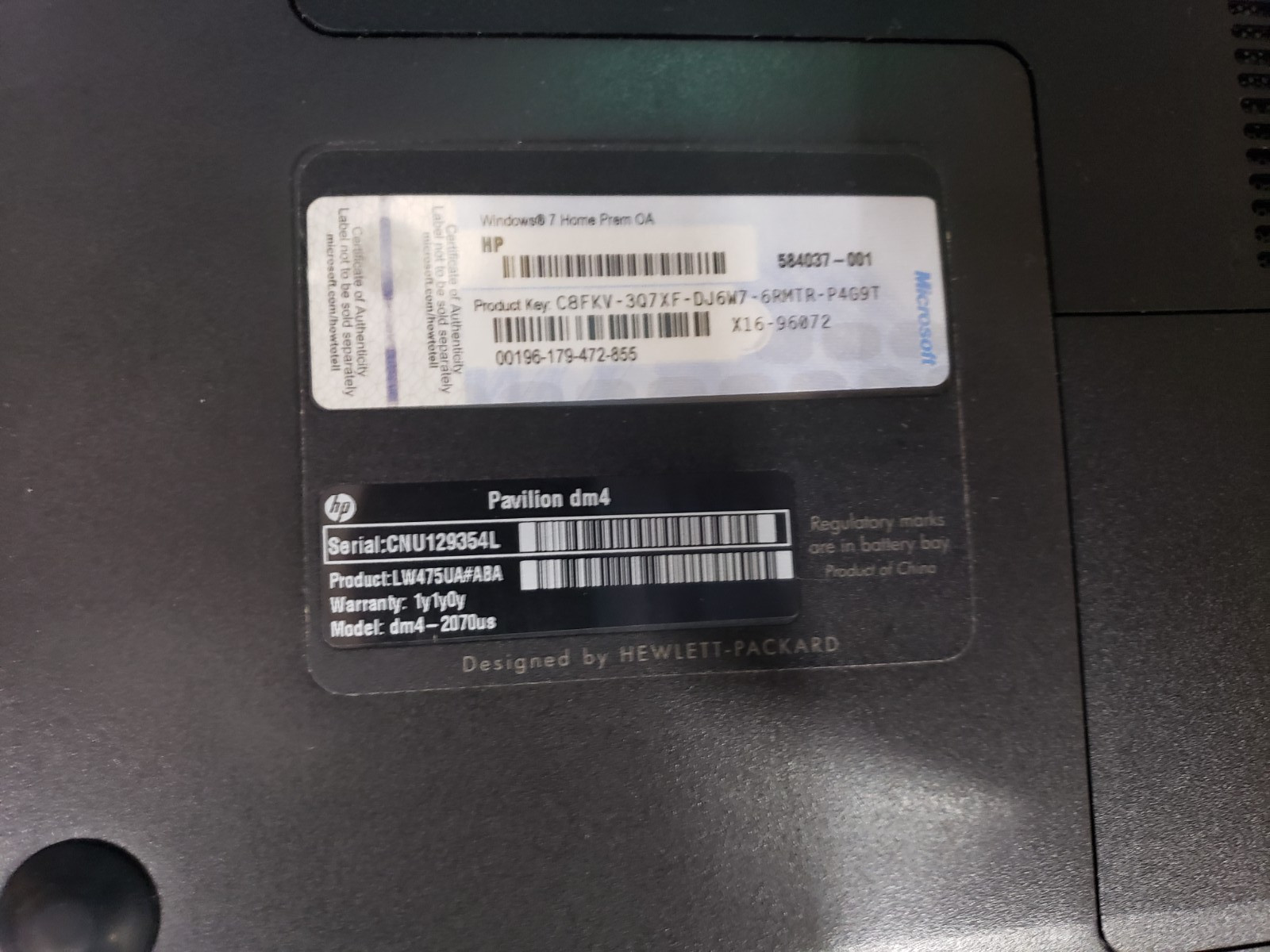 HP PAVILION DM4 2070US – INTEL I5 2410M – 6GB RAM – 640GB HDD no charger