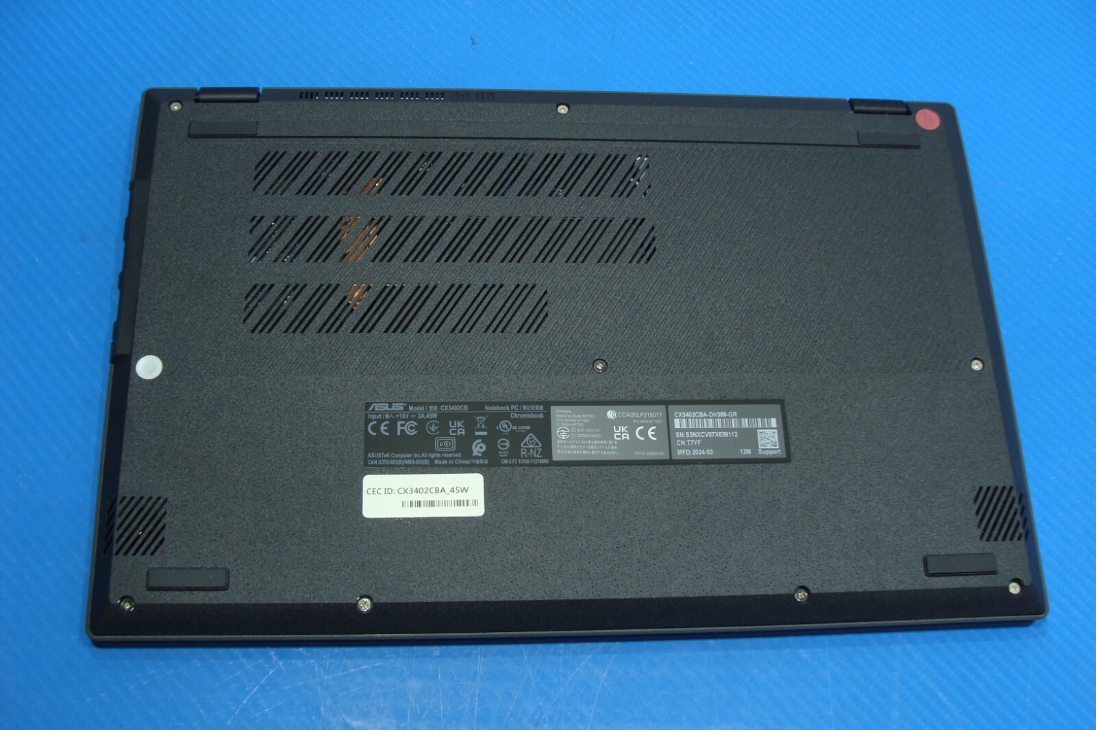 ASUS Chromebook Plus CX3402CBA 14″ i3-1215U 3.8GHz 8GB 128GB Warranty2025