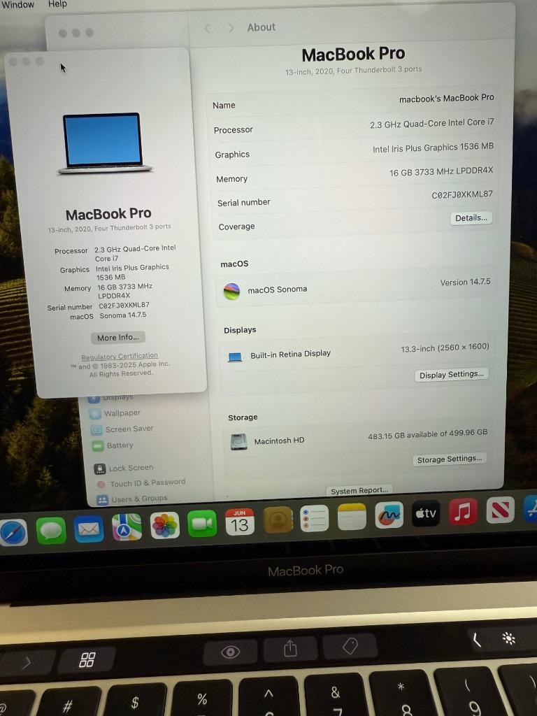 Apple MacBook Pro 13” i7 2.3GHz 16GB RAM 512GB SSD Silver(2020, A2251) Lot of 10