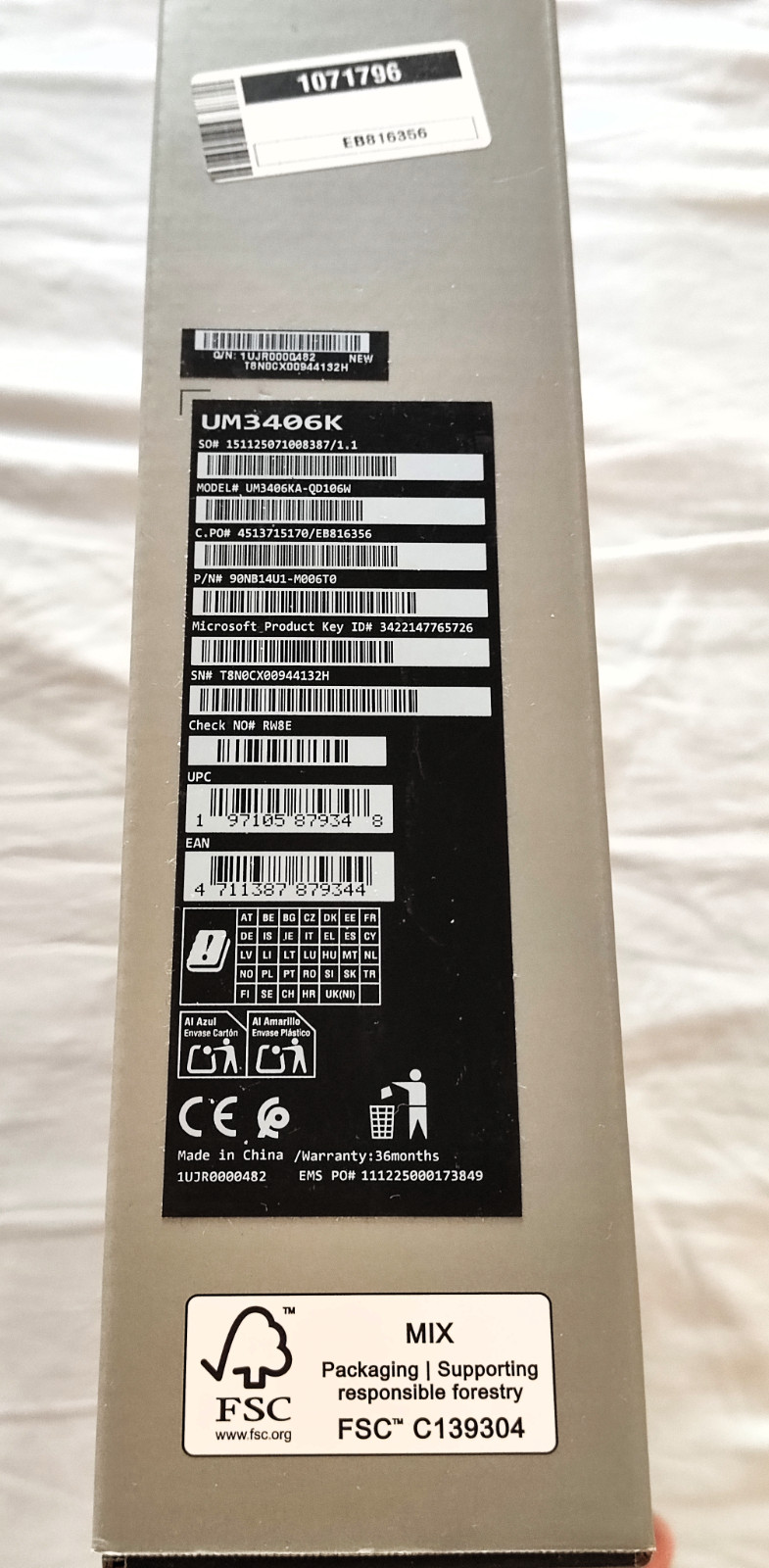 ASUS Zenbook 14 OLED UM3406KA Ryzen AI 7 350 32 GB 1 TB New Original Packaging Invoice