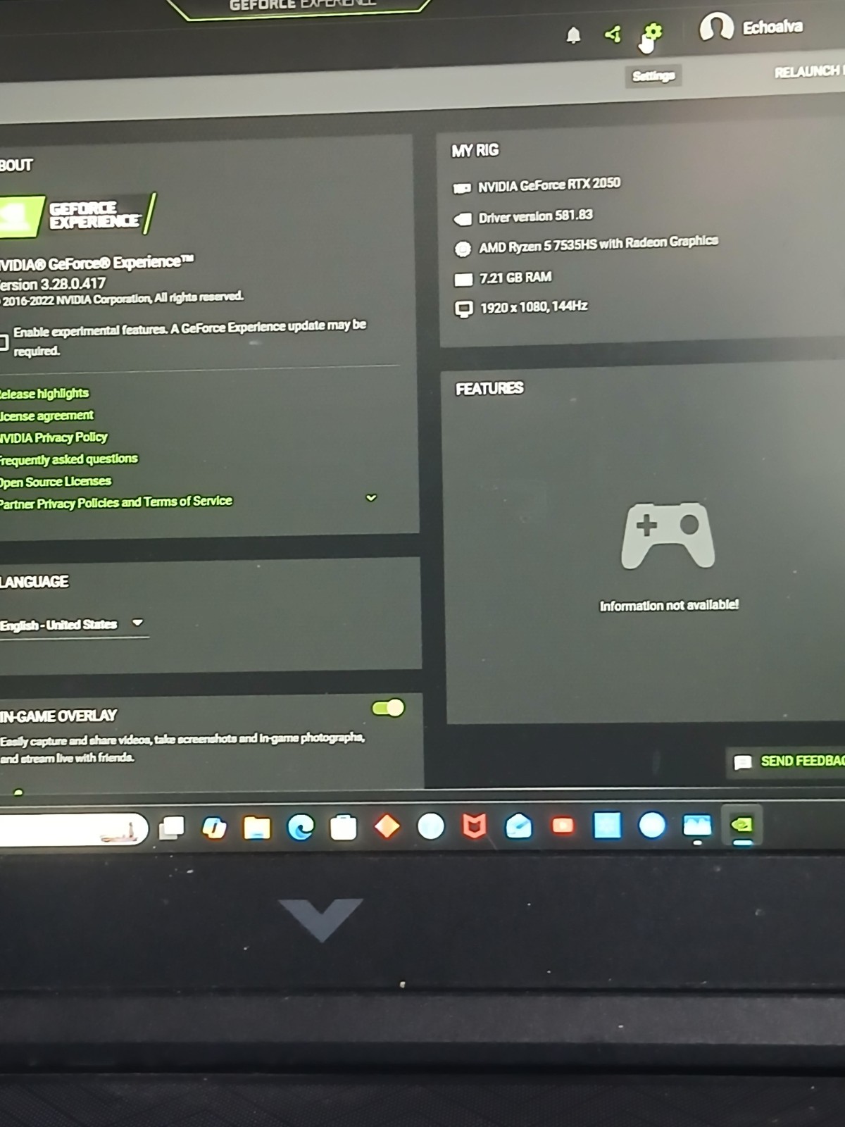 HP Victus 15.6-inch FHD 144Hz Laptop Core I5 RTX 2050 4GB RAM