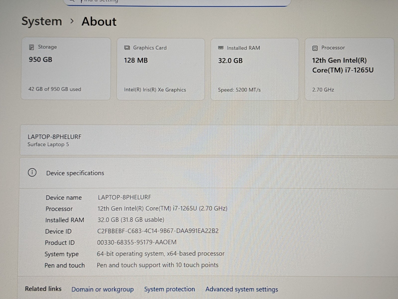 MS Surface Laptop 5 1979 15″ 2496×1664 TOUCH i7-1265U 2.7GHz 32GB 1TB Win 11Pro