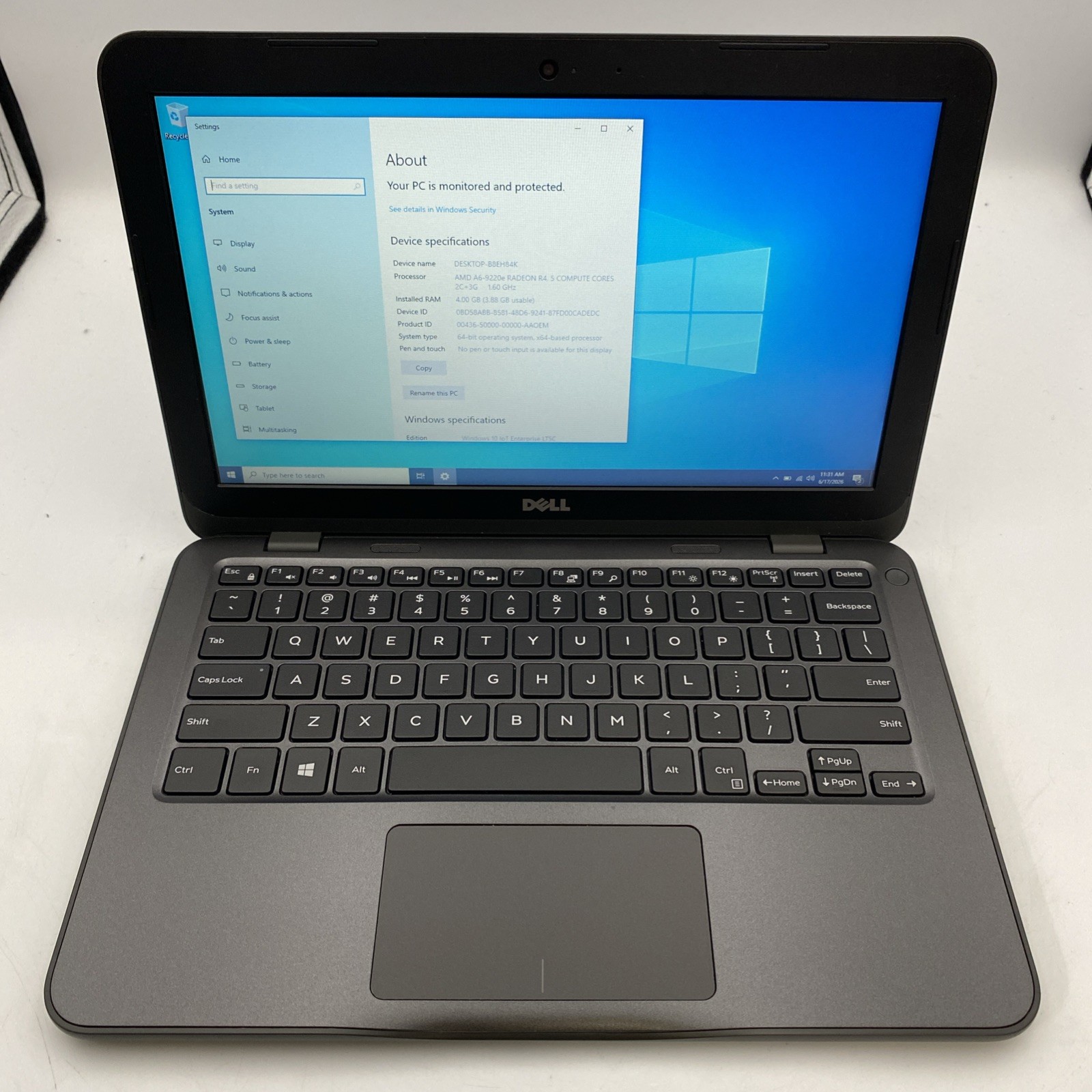 Dell Inspiron 11 3180 AMD A6-9220e @ 1.6GHz 4GB RAM 32GB eMMC W10LTSC