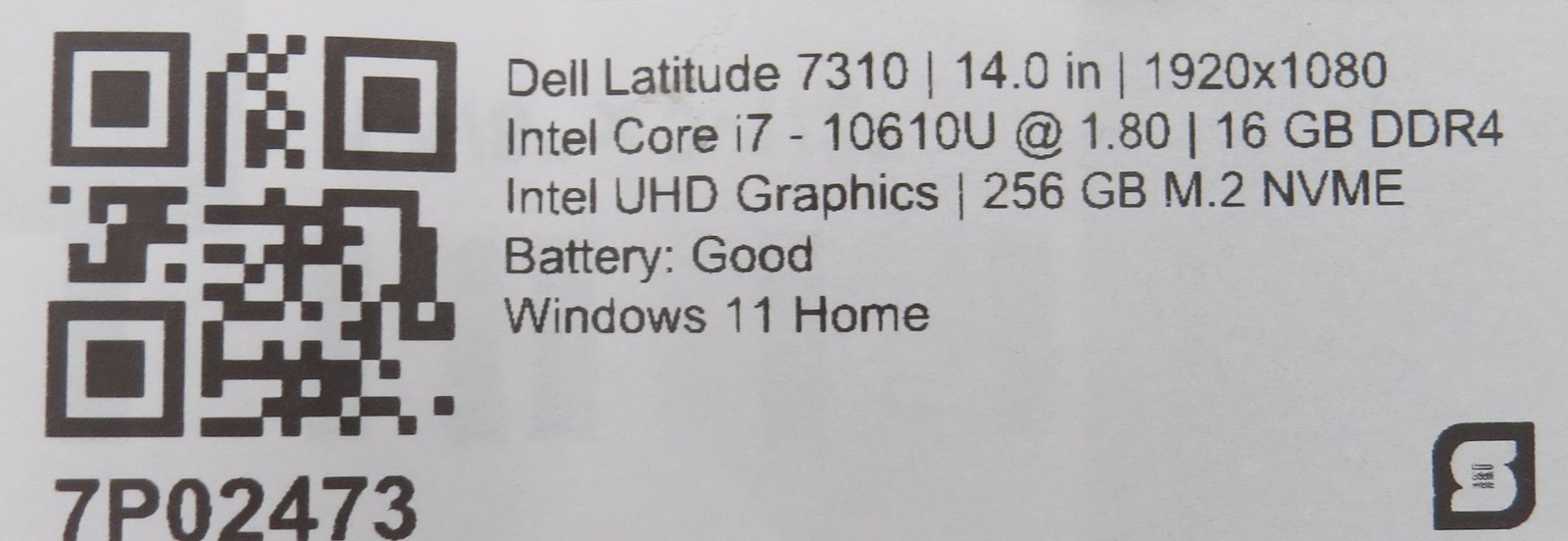Dell Latitude 7310 i7-10610U @ 1.8GHz 16GB / 256GB m2 13.3 touch Win 11