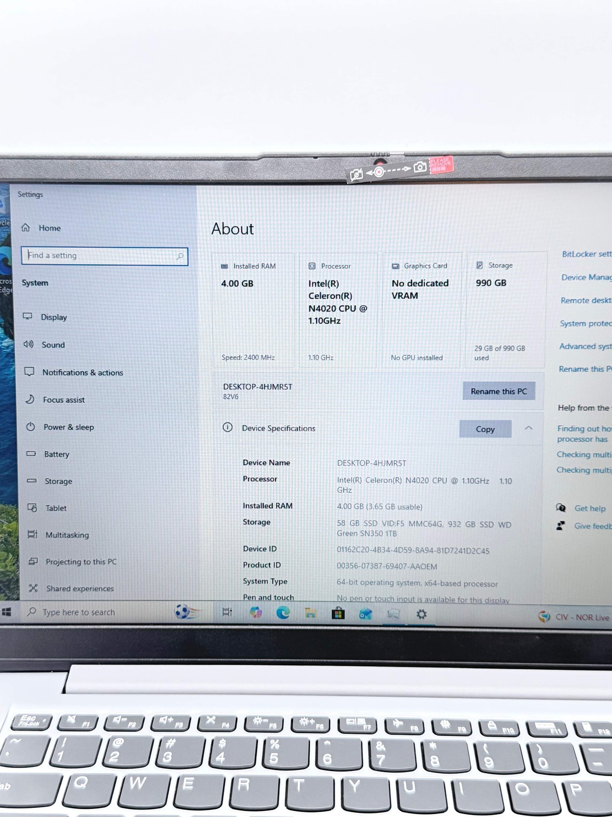 Lenovo IdeaPad 1 14IGL7 14″ 4GB RAM 1TB SSD Silver