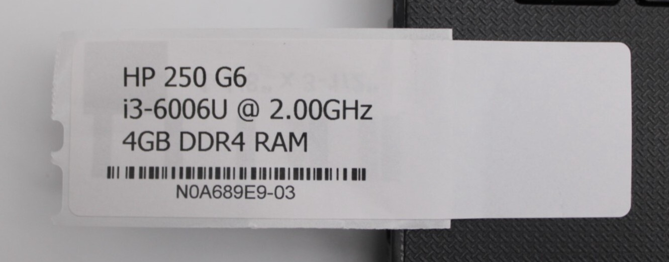 HP 250 G6 i3-6006U@2.00GHz 4GB DDR4 RAM NO OS/NO SSD *Parts/Repair*