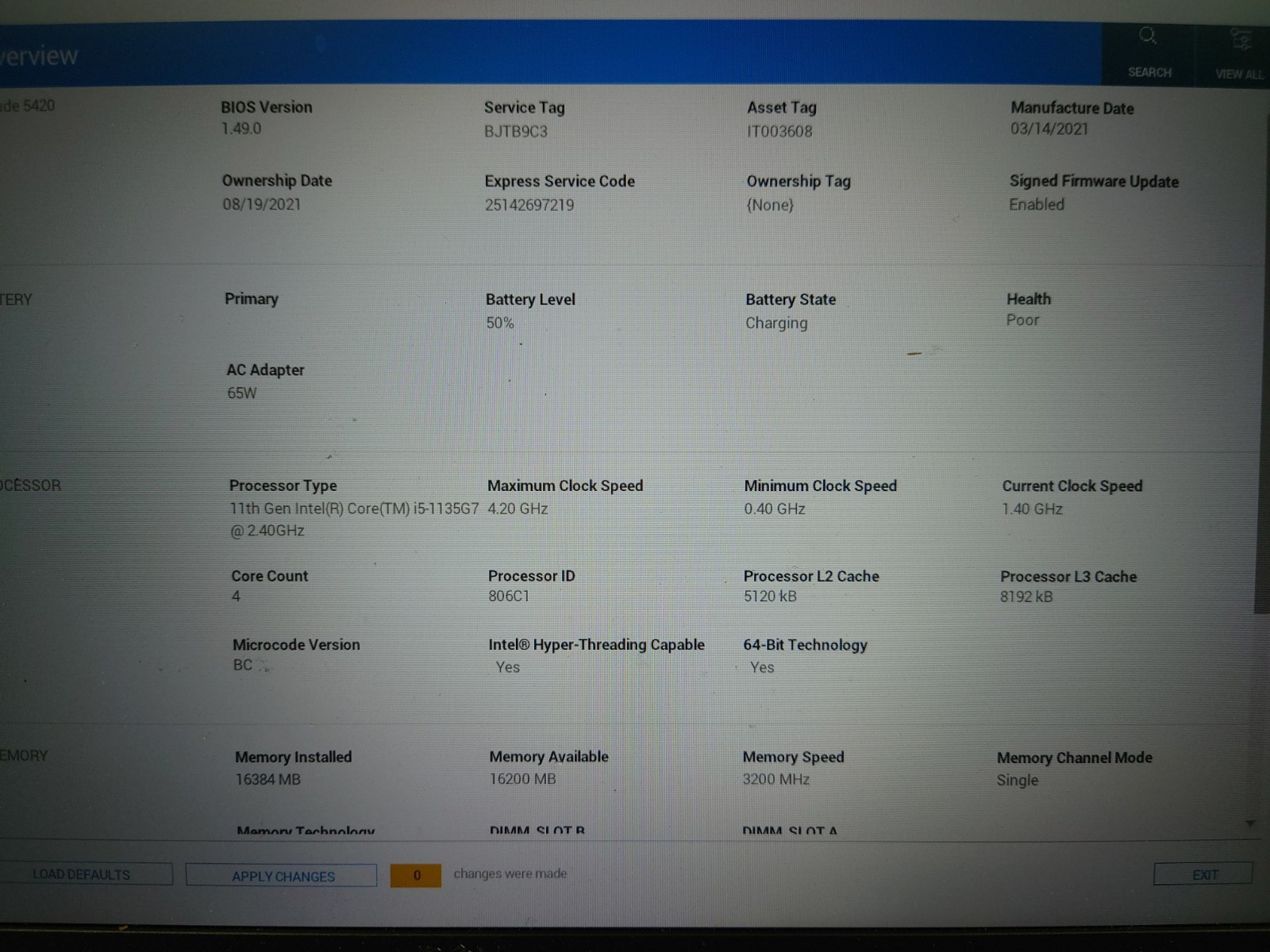 Dell Latitude 5420 14″ FHD i5-1135G7 16GB RAM No OS/SSD