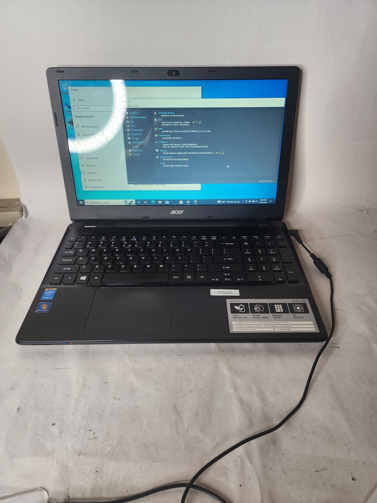 ACER ASPIRE E5-571 INTEL CORE I5-4210U @ 1.70GHz 6GB RAM 1TB HDD WIN-10H Read