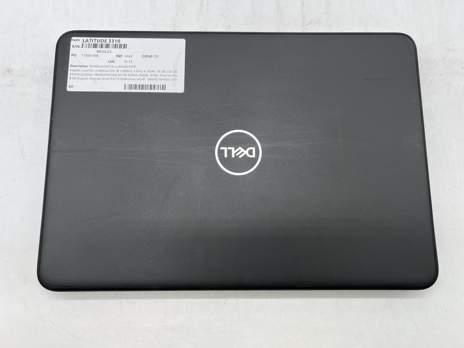 Dell Latitude 3310, i5-8265U CPU, @ 1.60GHz, 16GB RAM, 256GB NVMe-No OS/Adapter