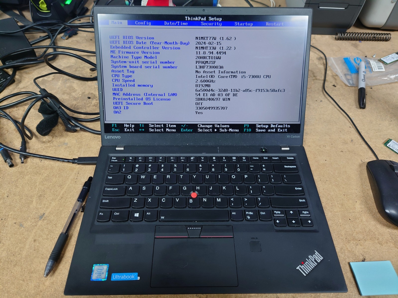 Lenovo X1 Carbon 5th Gen 14″ FHD i5-7300U 8GB RAM No OS/SSD