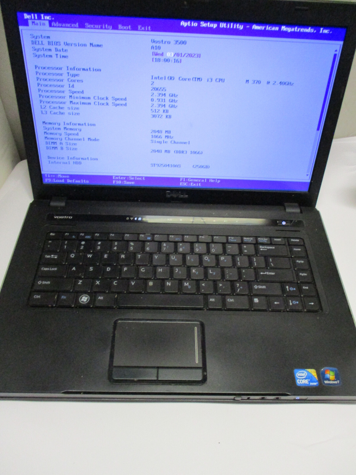 Dell Vostro 3500 15.6″ HD Intel Core i3 M370 2.4GHZ Laptop Notebook