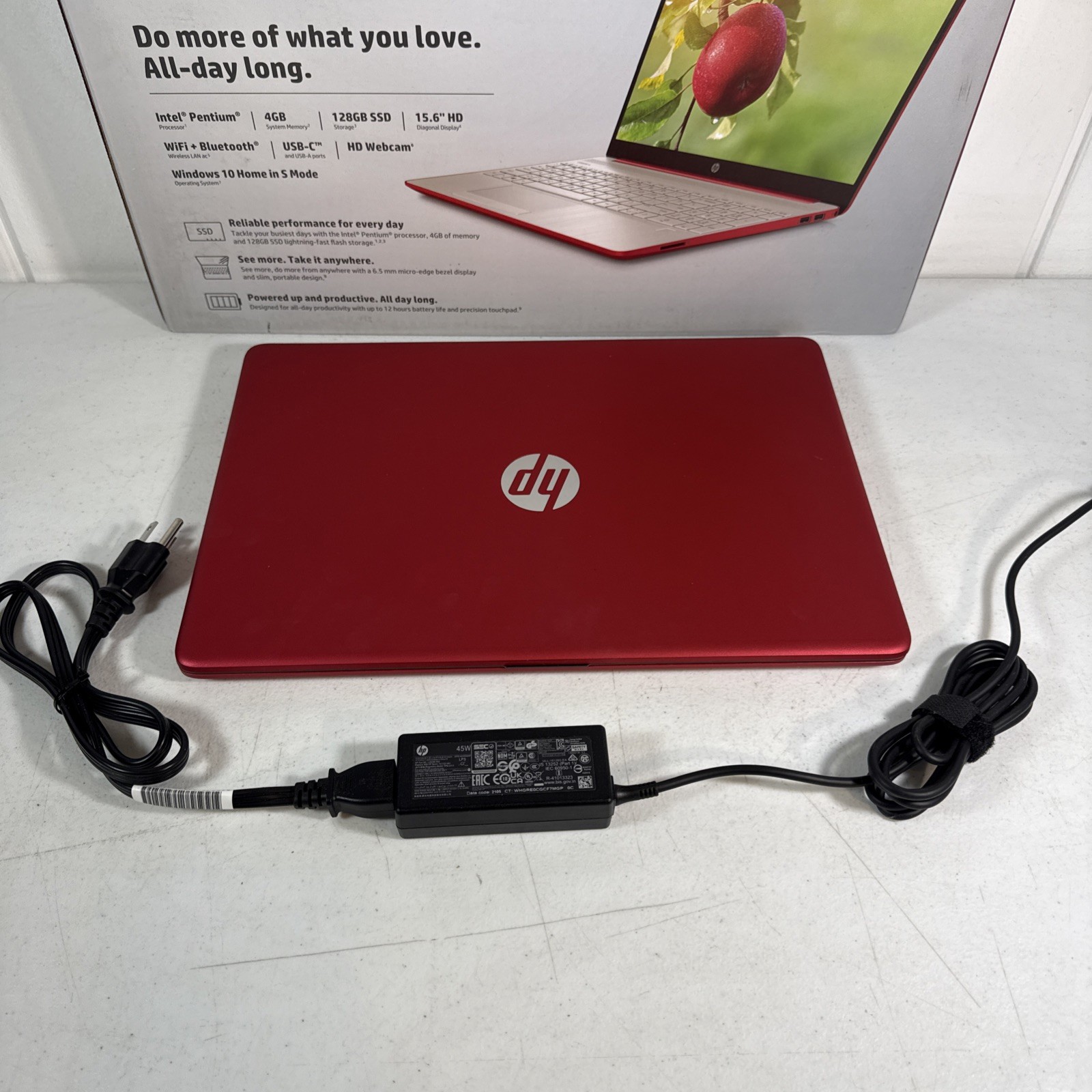 HP 15-Red Laptop 15.6” Intel Pentium Silver N5030 4GB RAM 128GB SSD DW0083WM