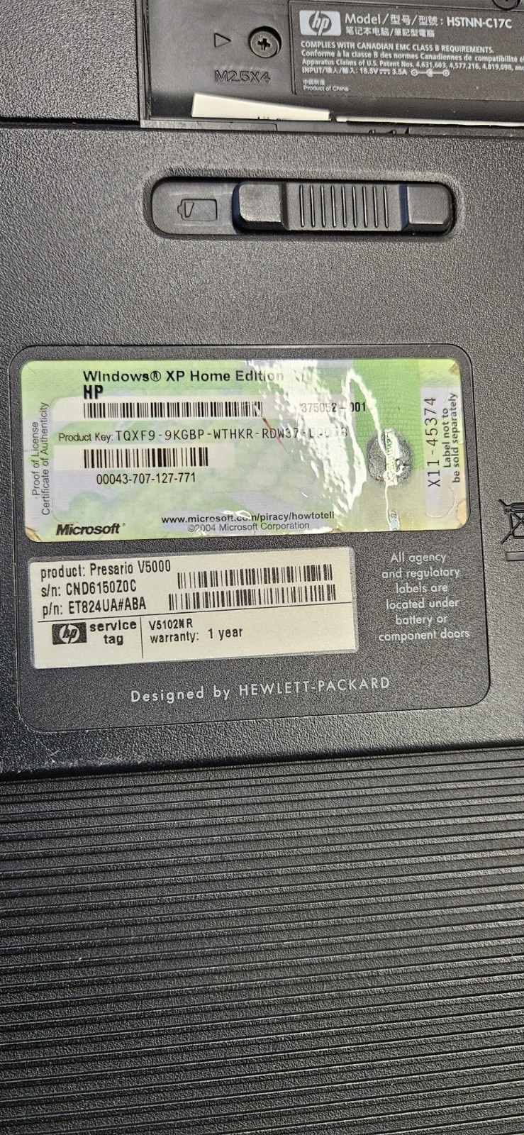 Retro Compaq Presario V5000 AMD Sempron 1.8Ghz / 384Mb Ram / NO HDD NO PSU