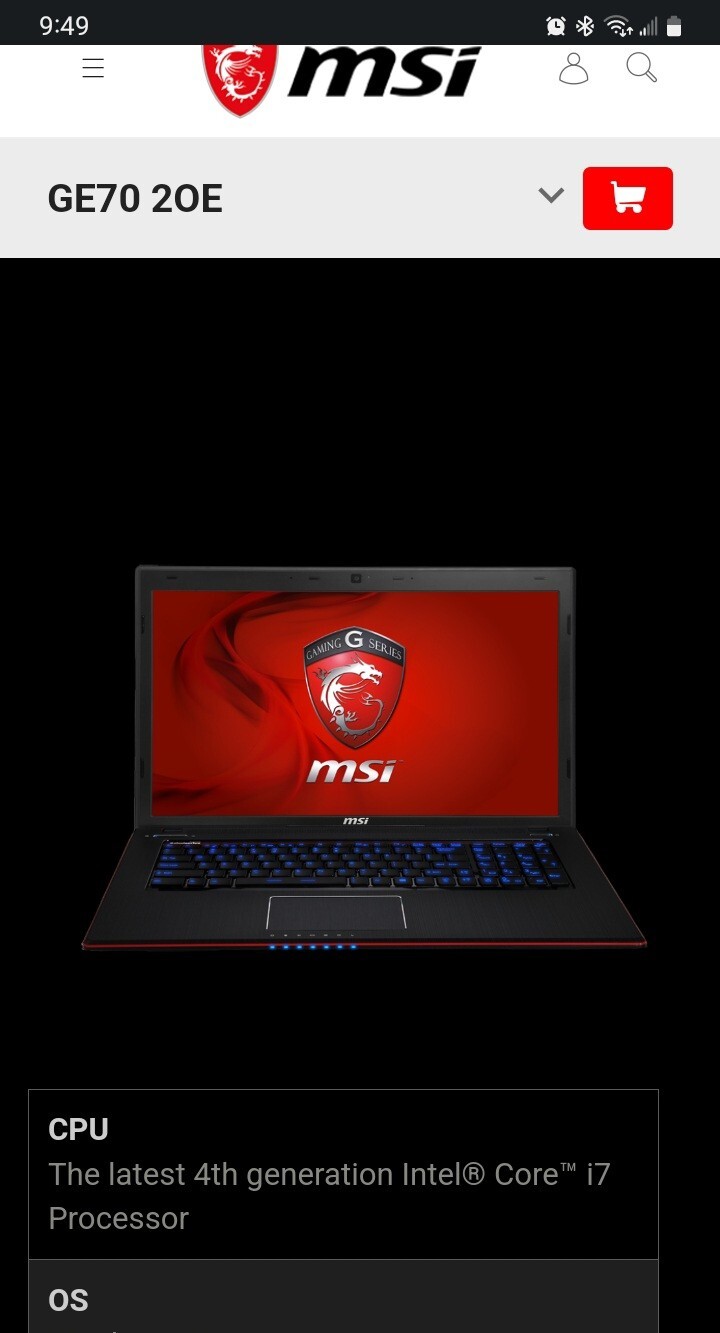 Msi Gaming Laptop. i7 quad core 2.4-3.4GHz. 16 Gb ram. NVIDIA 