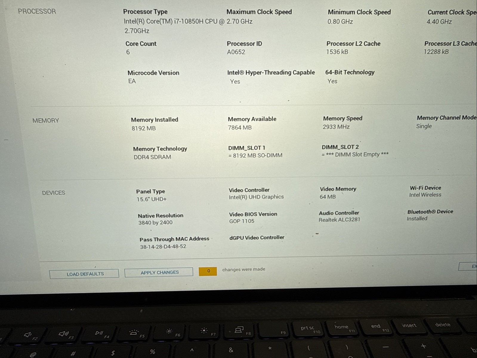Dell Precision 5550 Laptop Intel i7-10850H@2.7GHz 8GB RAM unknown GPU