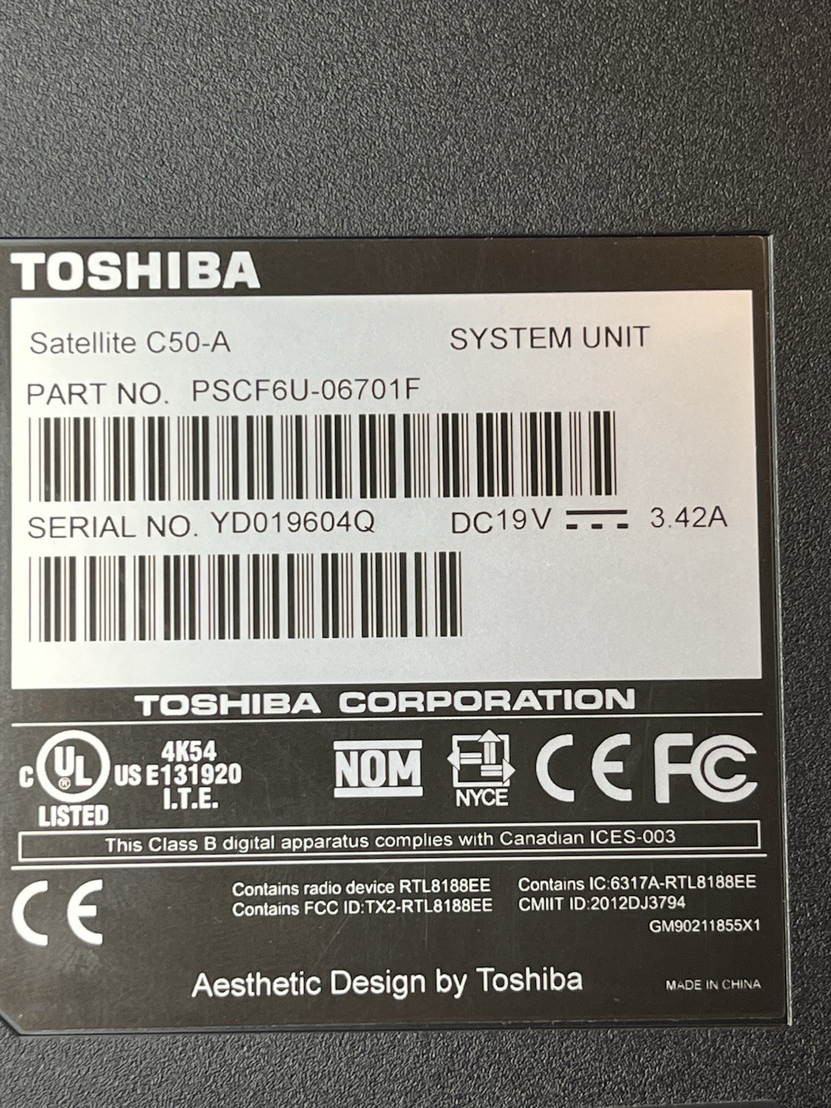 Toshiba Satellite C655D-S5200 15.6″ AMD C-50 1.00 GHz 6GB RAM 500GB HDD