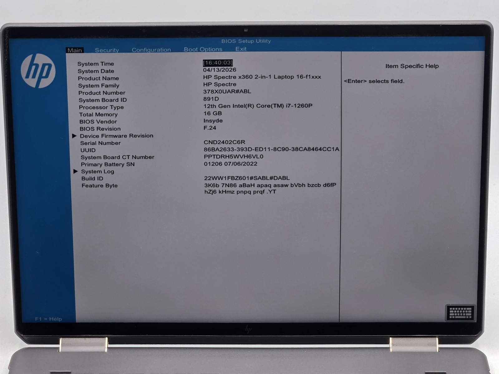 HP Spectre x360 2-in-1 16″ Touch I7-1260P 2TB 16GB W11 Webcam Backlit FP Reader