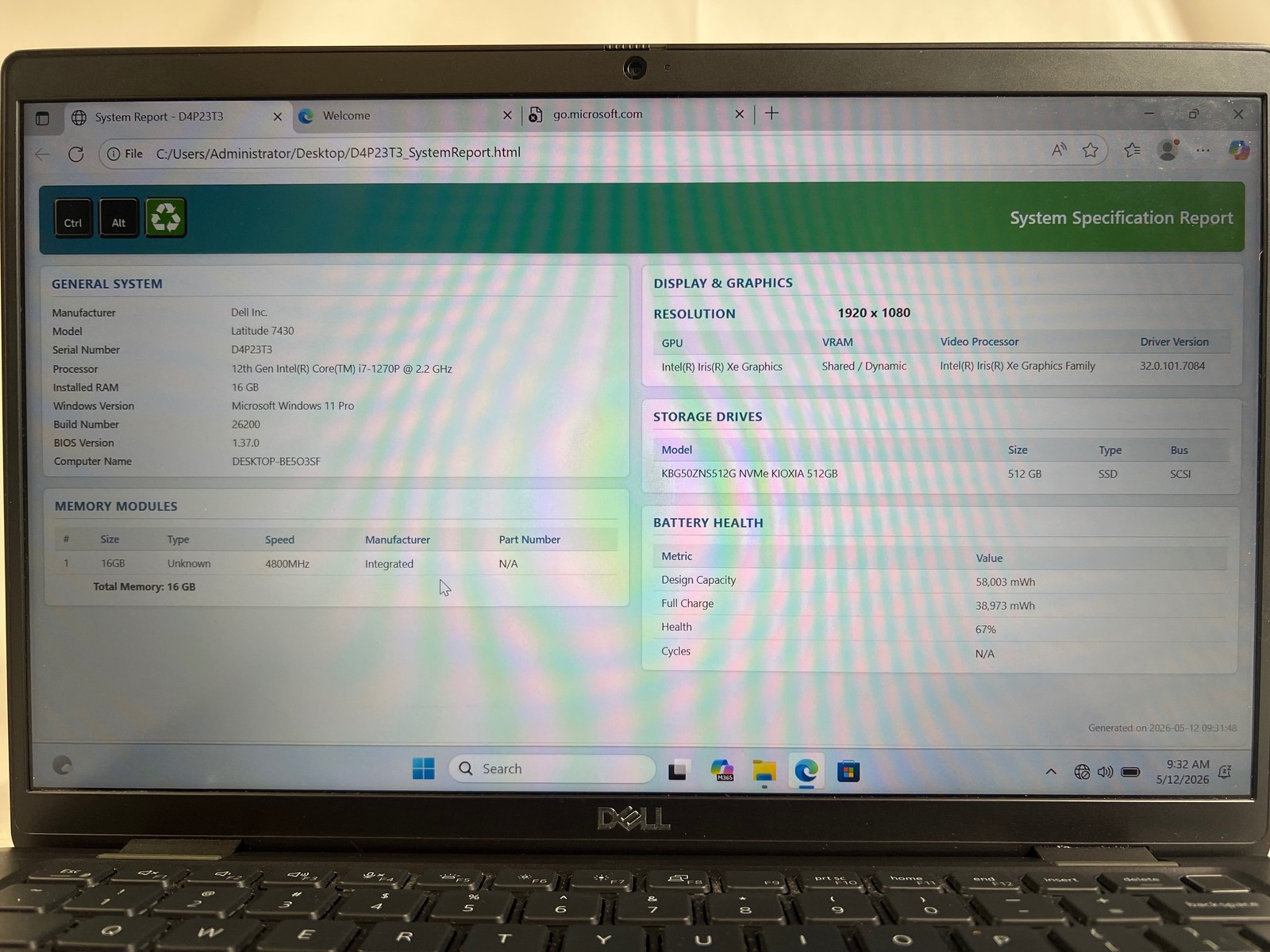 Dell Latitude 7430 i7-1270P 2.2GHz 16 GB 512GB SSD 14″