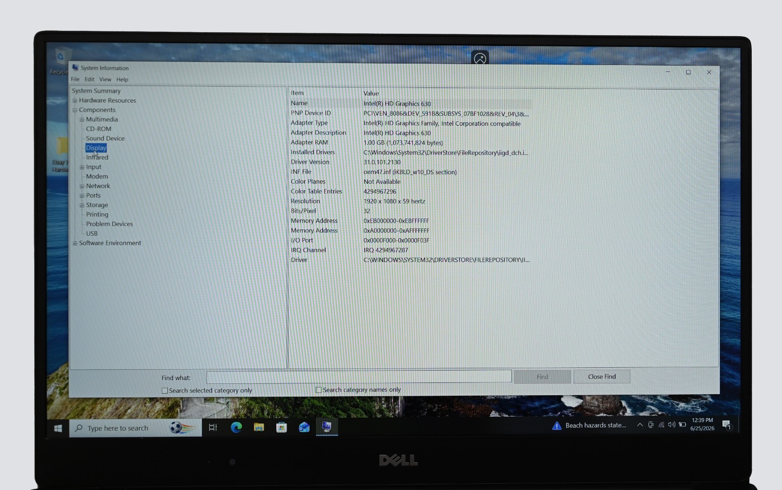 Dell Precision 5520 i5-7440HQ 2.8GHz 8GB RAM 128GB SSD Windows 10 Pro