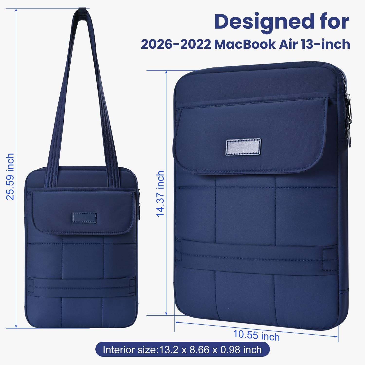 Puffy Laptop Sleeve 13 inch for 2026 MacBook Neo A18 Pro A3404, Navy Blue