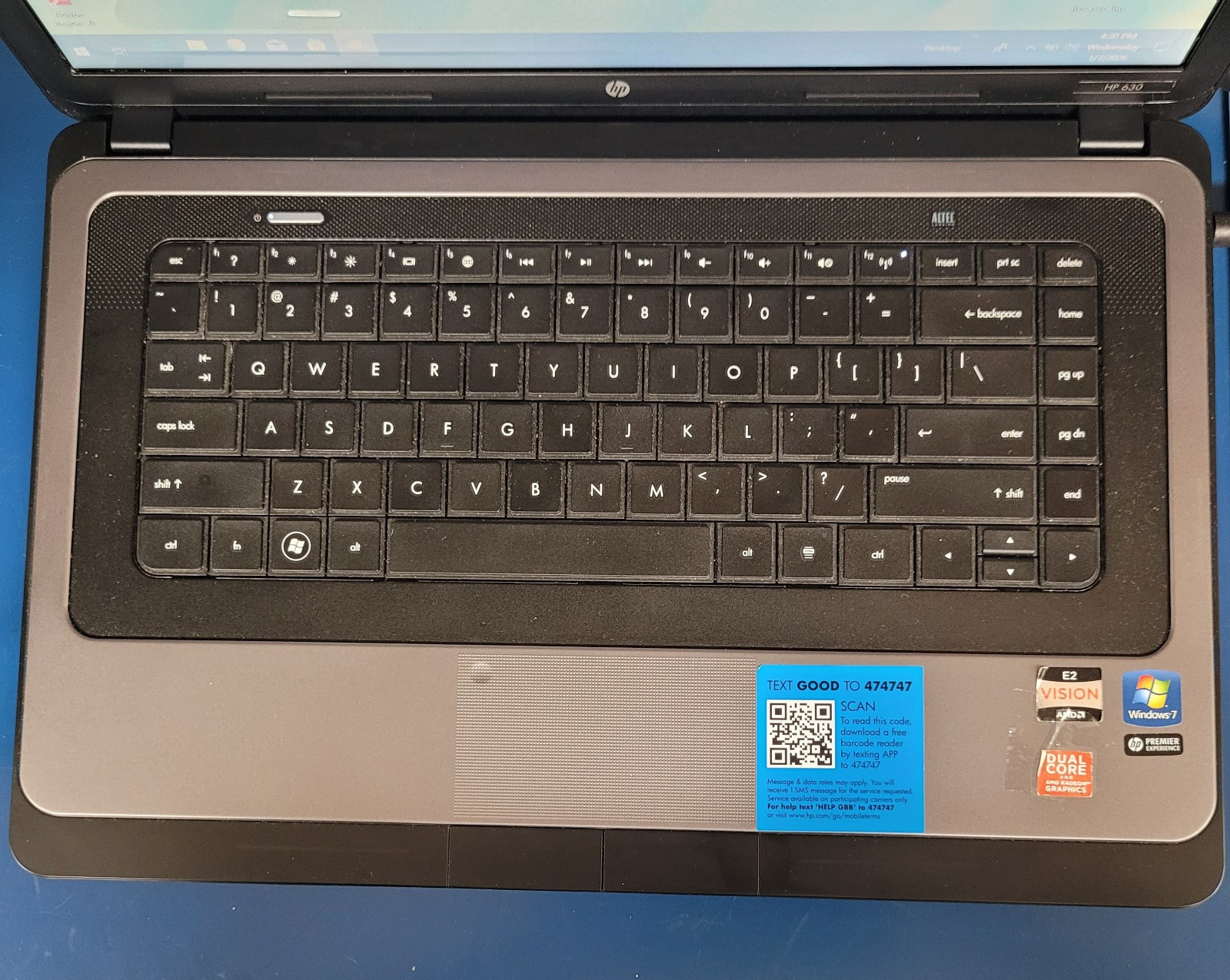 HP Pavilion G60 /AMD E-450 / 4 GB RAM / NO HDD