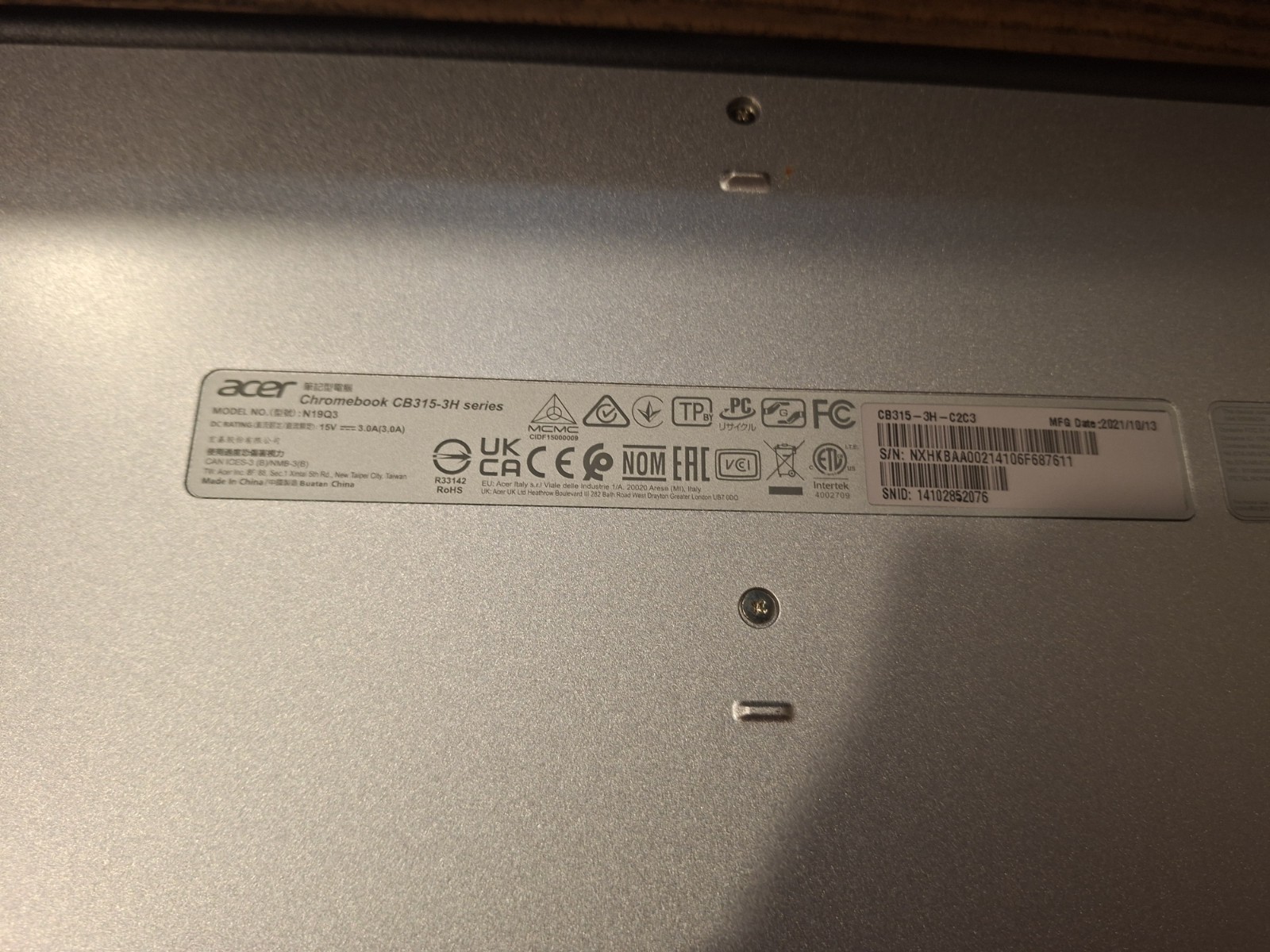 Acer Chromebook 315 N21Q9 CB315-4H Series 15.6″ Laptop – Excellent – AS-IS Parts