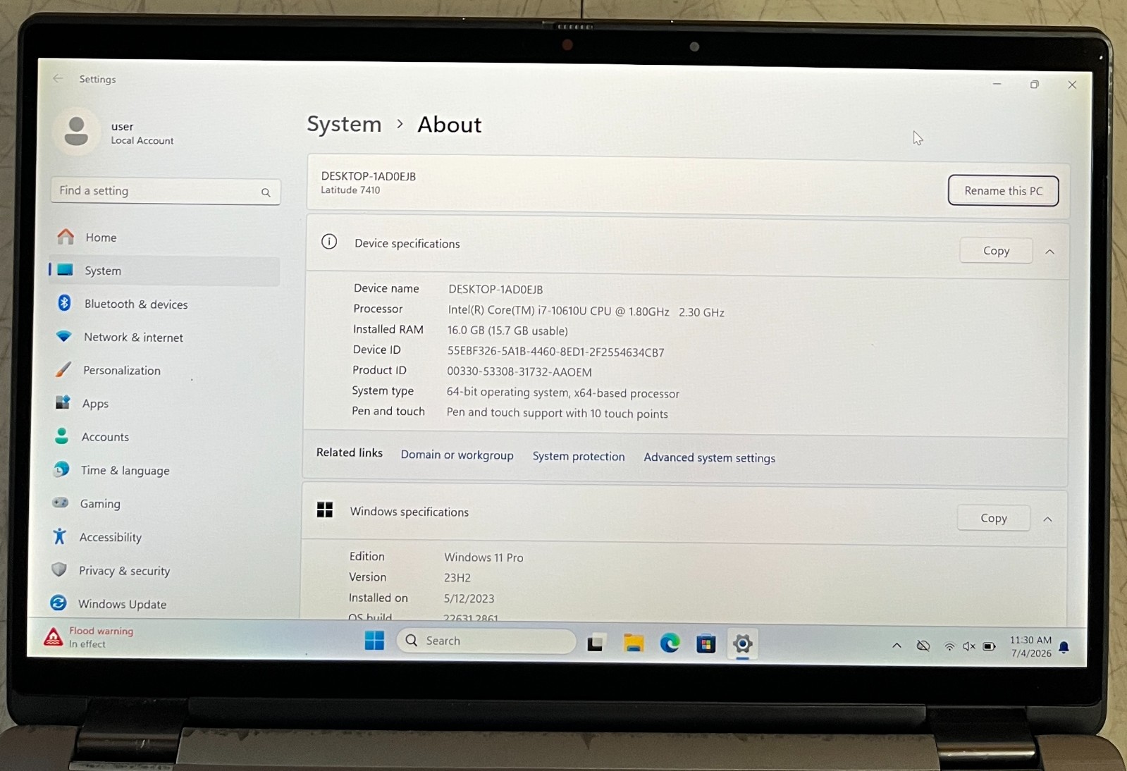 Dell Latitude 7410 14″ 2 in 1 laptop Core i7-10610U 16GB RAM 256GB SSD Win 11