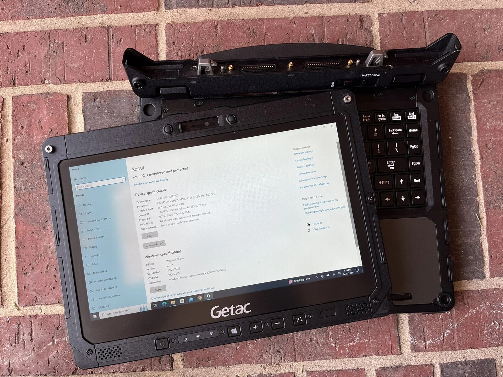 Getac K120 Rugged Tablet Laptop i5-8250U 1.60Ghz 16GB 1TB SSD Win 10 pro Touch