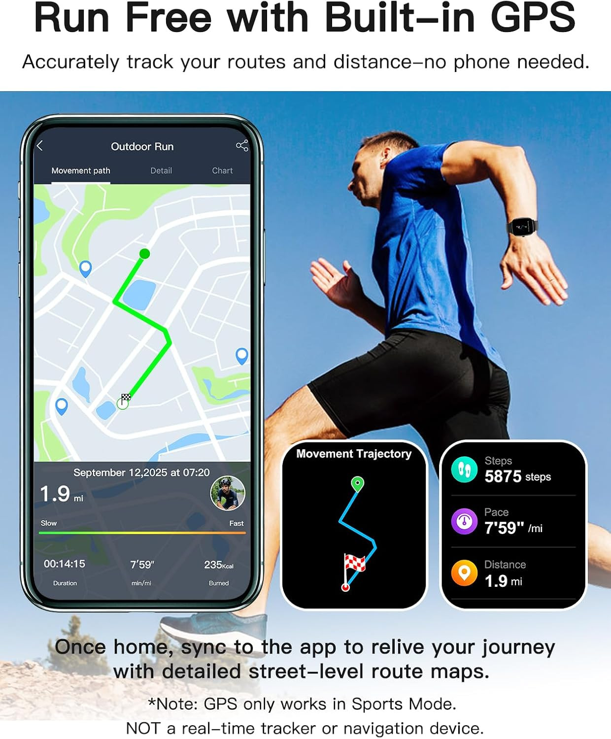 Smart Watches for Men Women with GPS Built-in, Answer/Make Calls, 1.95″ Smartwat