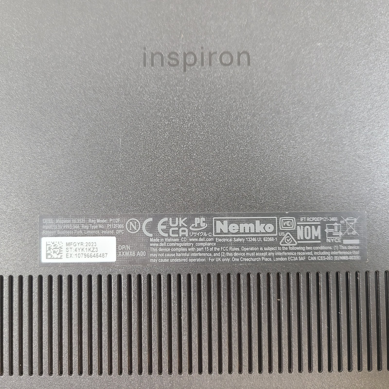 Dell Laptop Inspiron P112F 15.6″ AMD Ryzen 5 7530U @ 2.00 GHz 512GB SSD 8GB RAM