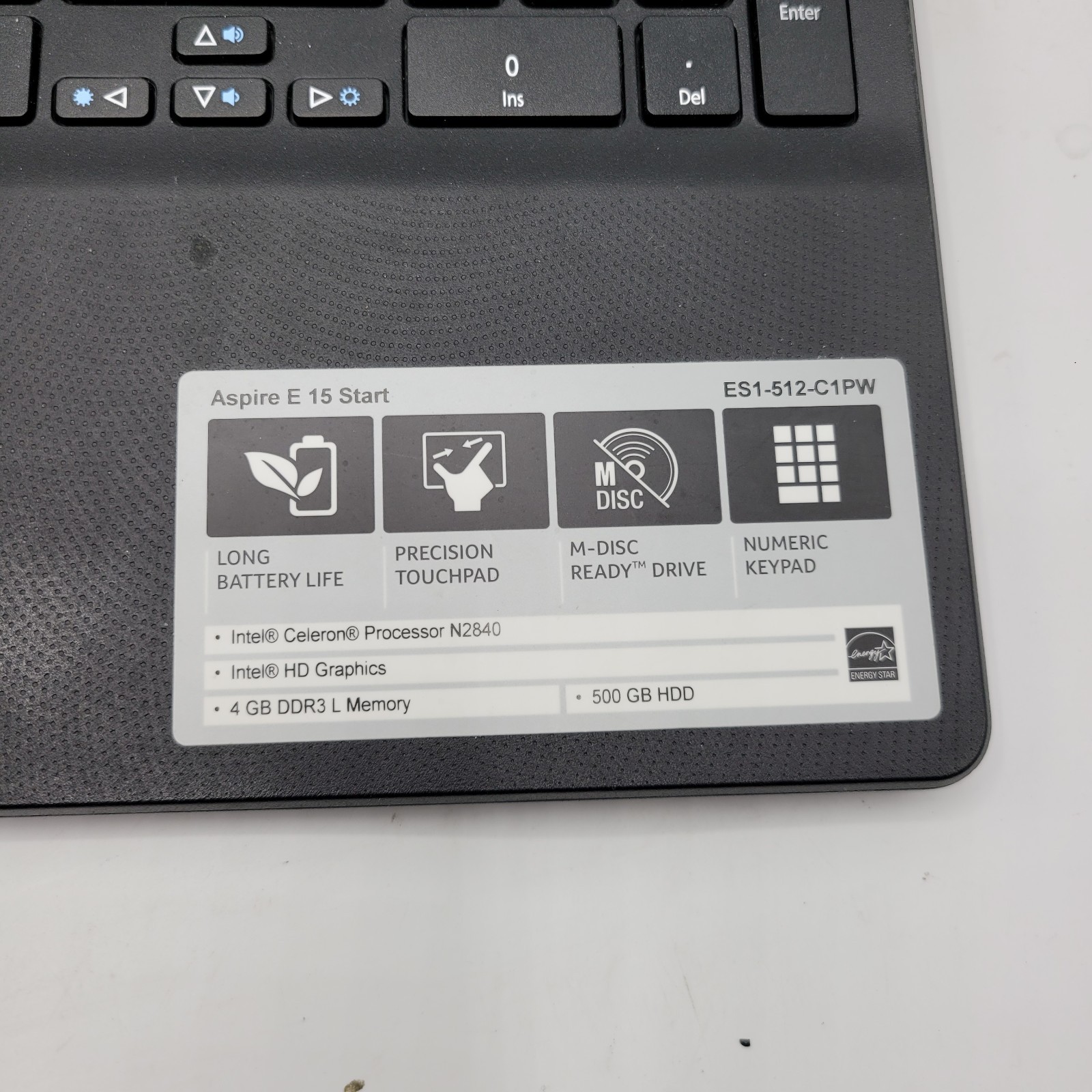 Acer Aspire E15 Start Intel Celeron No RAM 500GB HDD 15.6″ FOR PARTS