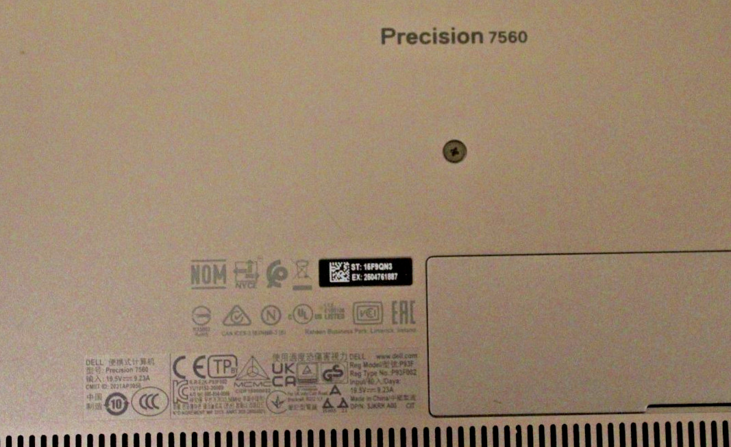 DELL PRECISION 7560 i7-11850H @ 2.50 GHz 8 GB RAM SSD 512 GB NVIDIA RTX A2000 WI