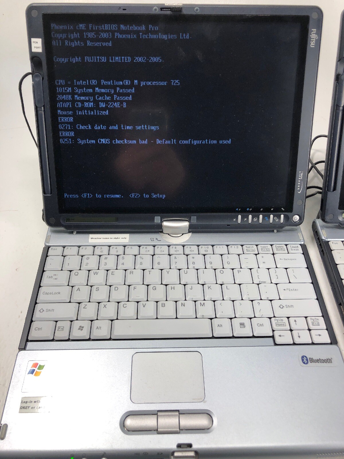 LOT Of 2 Fujitsu Lifebook T Series T4010 Tablet 1GB Ram No Hard drive