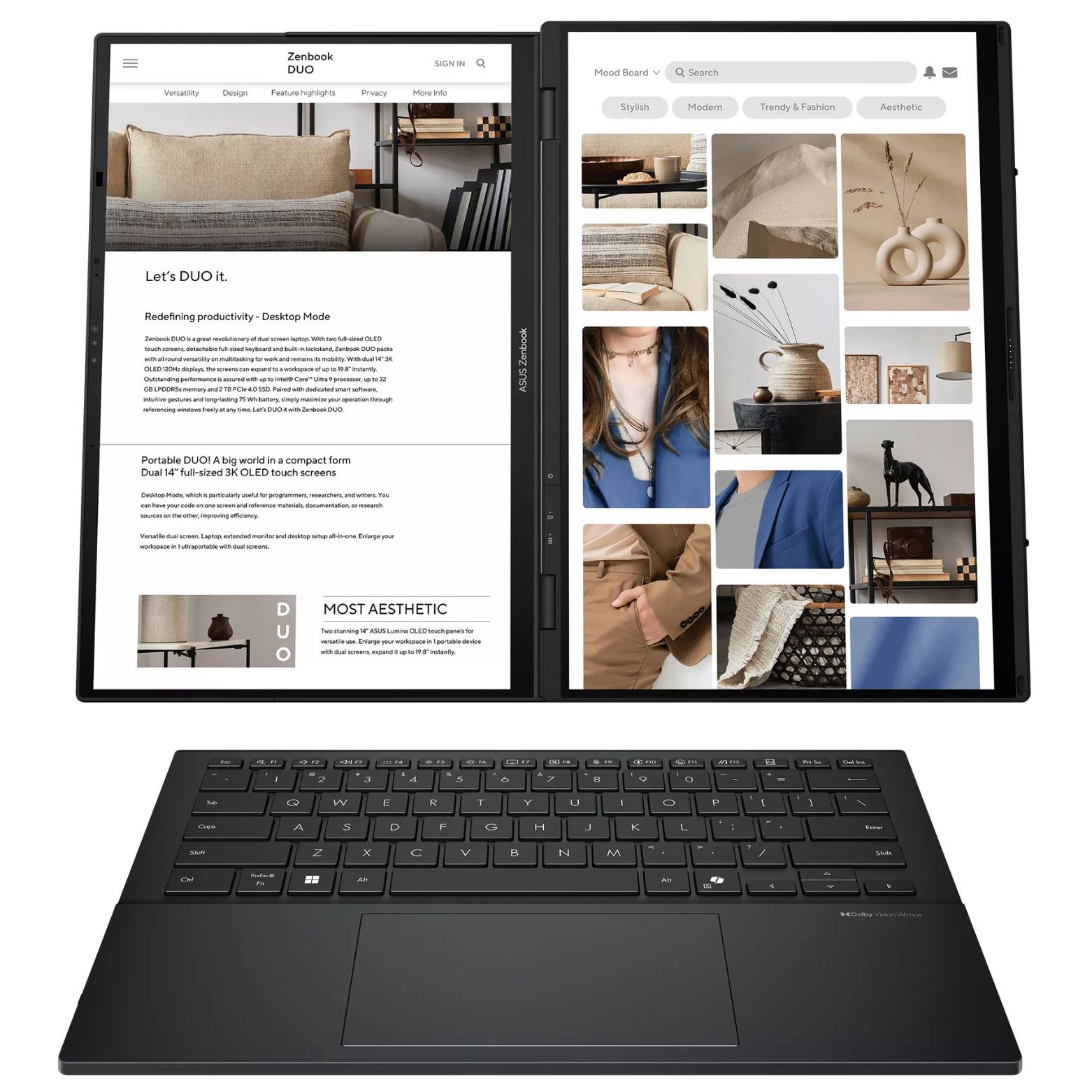 ASUS Zenbook DUO 14″ OLED Touch Intel Ultra 9 185H 16GB 1TB SSD W11H Laptop BK