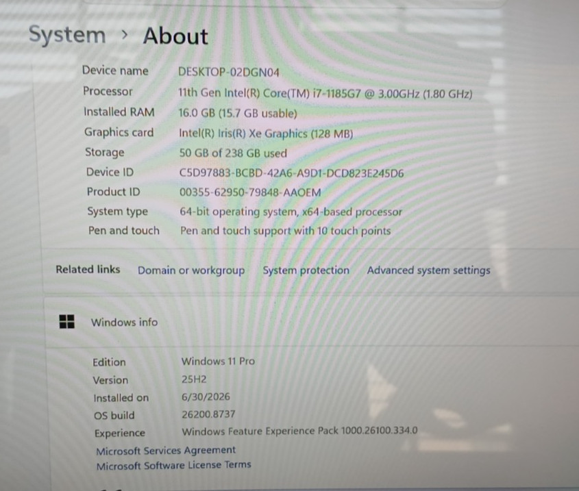 DELL LATITUDE 7420 i7-1185g7 touch screen 14″ FHD 16/256*** READ