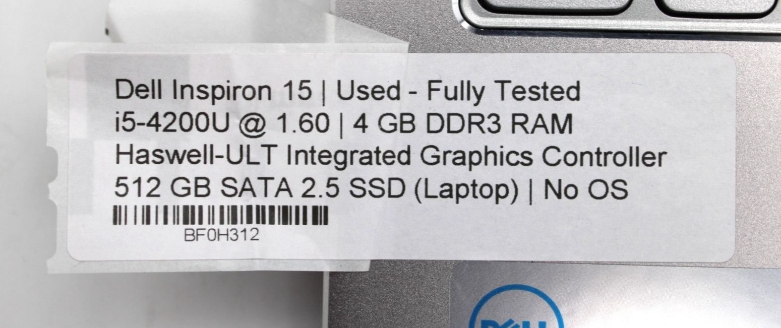 Dell Inspiron 15 7537 i5-4200U@1.60GHz 4GB DDR3 512GB SATA NO OS *USED/TESTED*