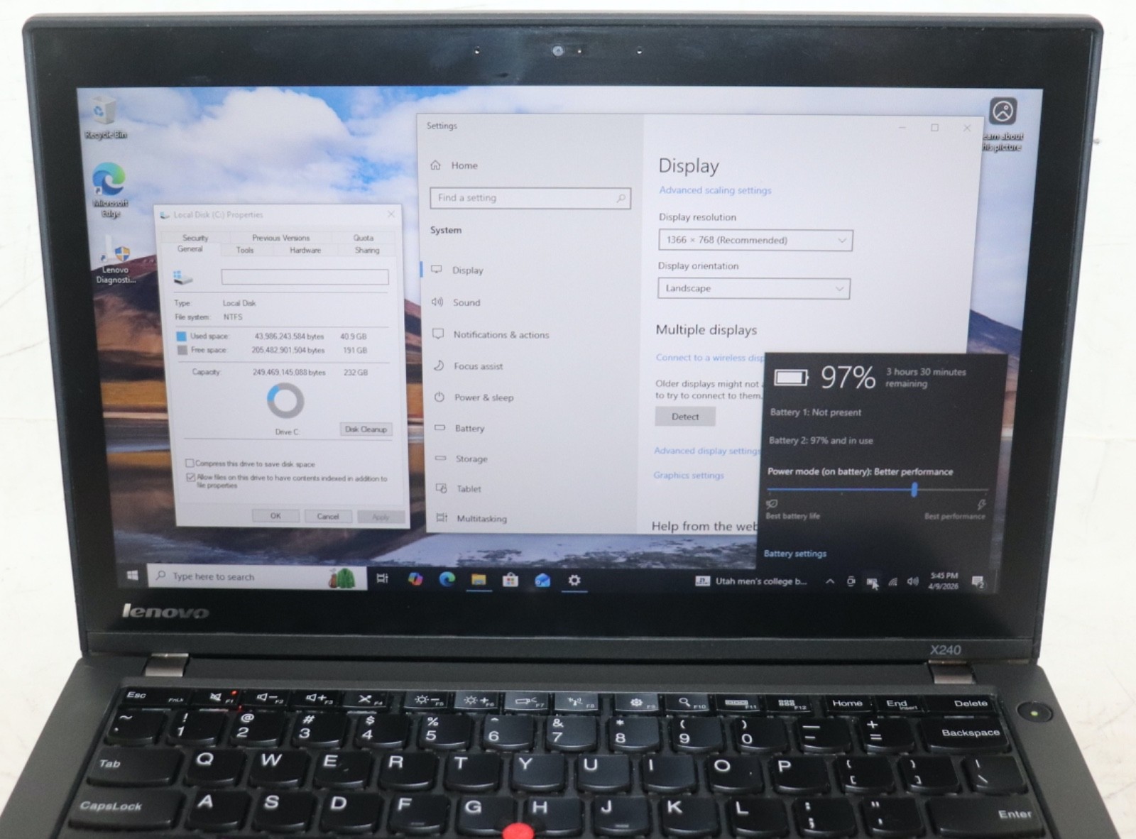 Lenovo ThinkPad X240|Core i5@1.90GHz|8GB RAM|256GBSSD|WIN 10 PROF|Touch|4G LTE