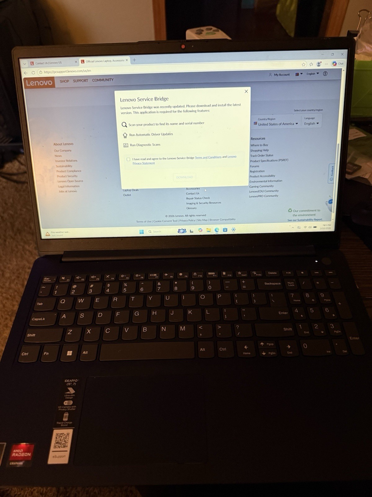 LENOVO IDEAPAD 1 15AMN7 No Charger