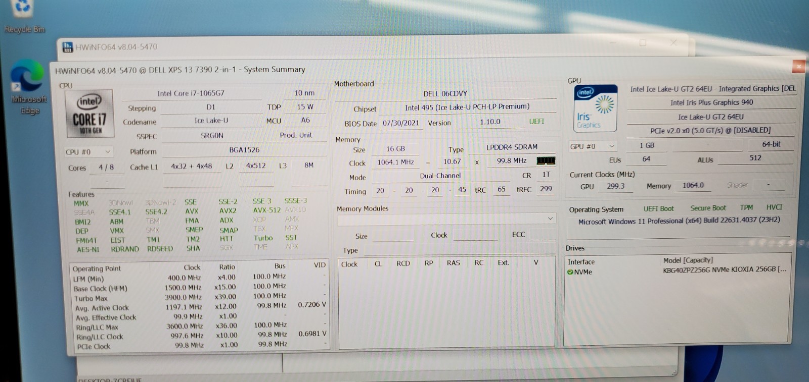 Dell XPS 13 7390 2-in-1 Laptop i7-10th Gen 16GB RAM 256GB SSD BIOS Locked