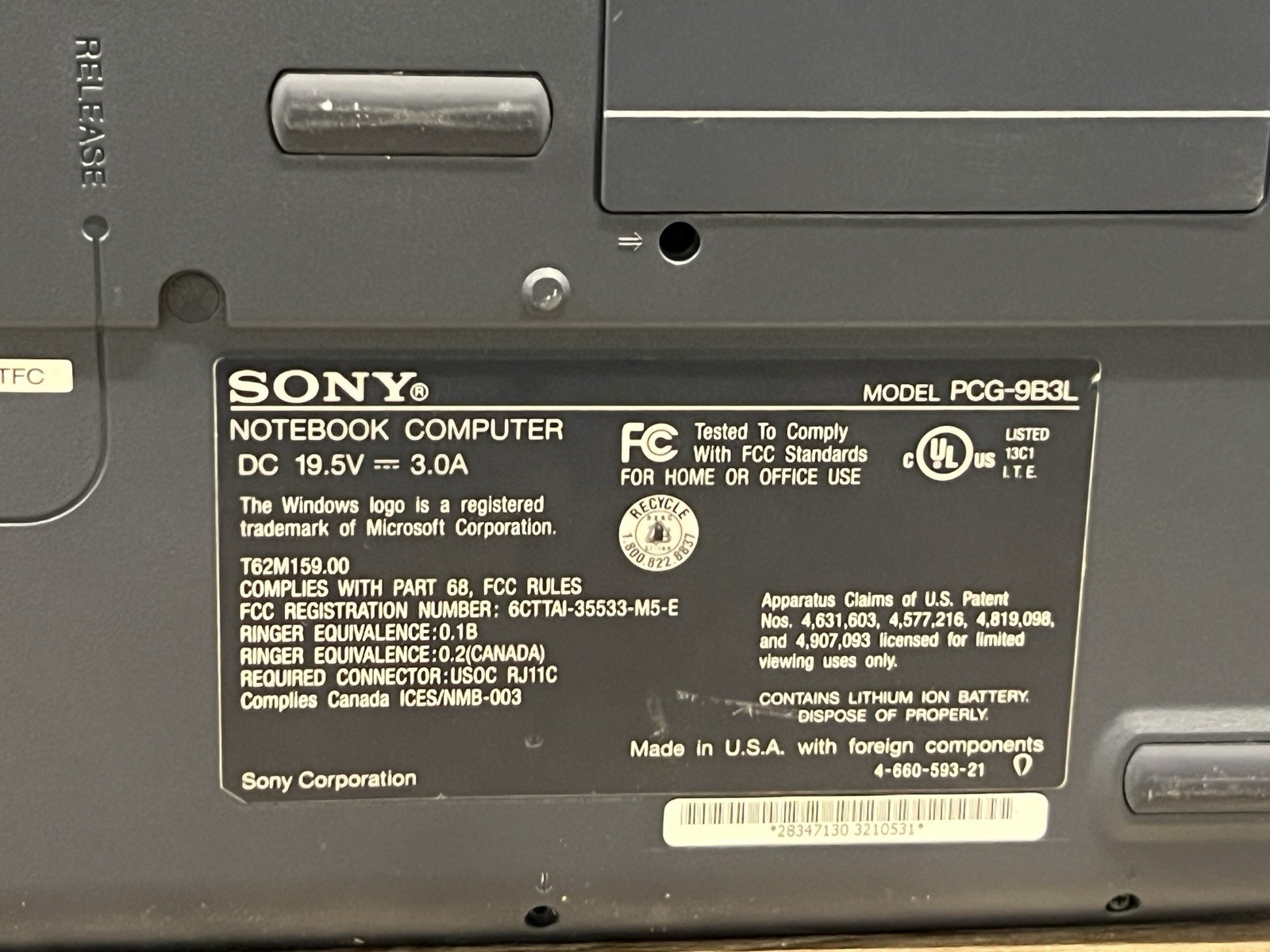 SONY VAIO PCG pcg-fxa47 9B3L – FOR PARTS/REPAIR – AMD ATHLON 4