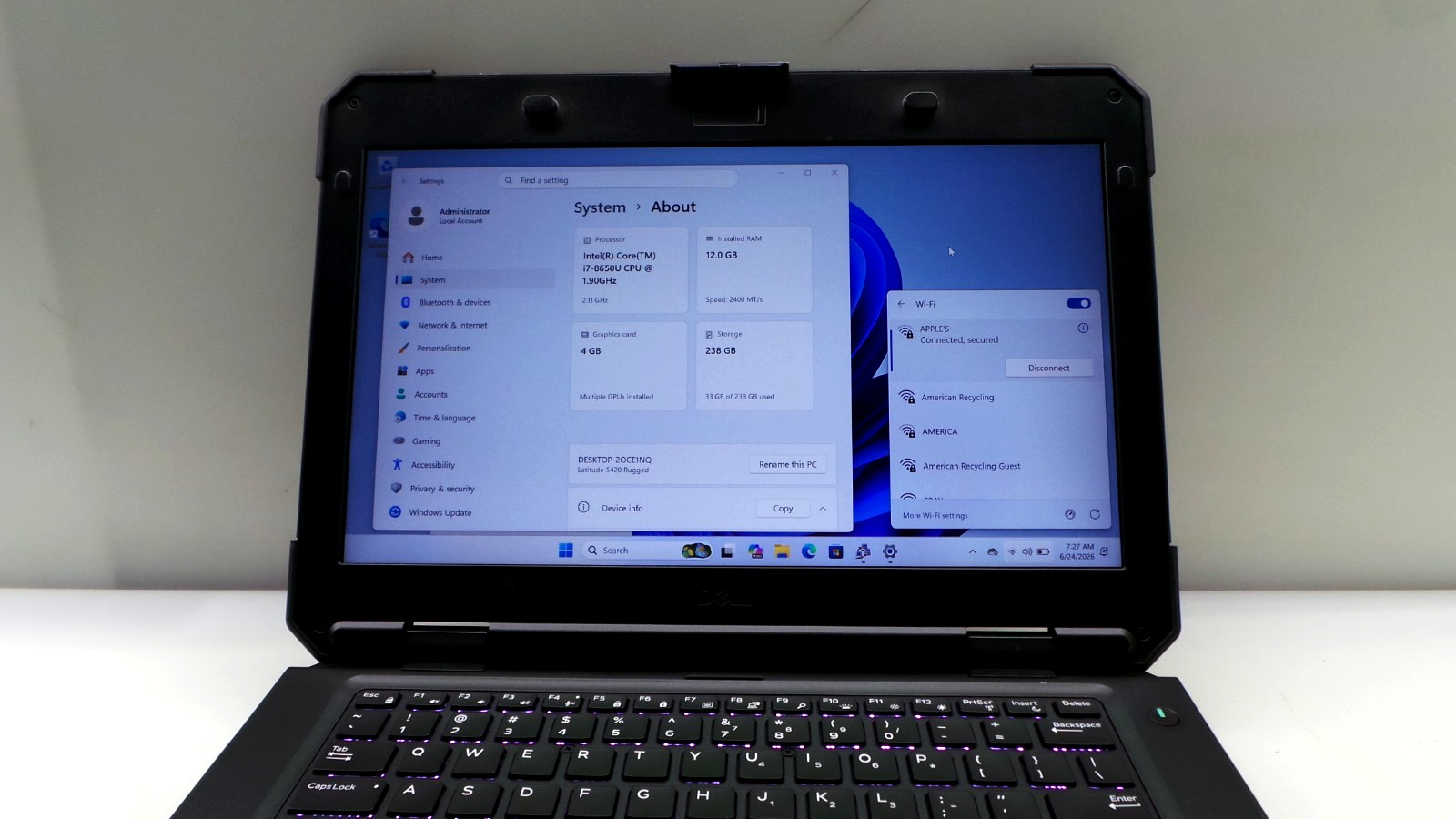Dell Latitude 5420 Rugged 14″ | i7-8650U 1.90GHz 12GB RAM 256GB SSD | WIN 11 PRO